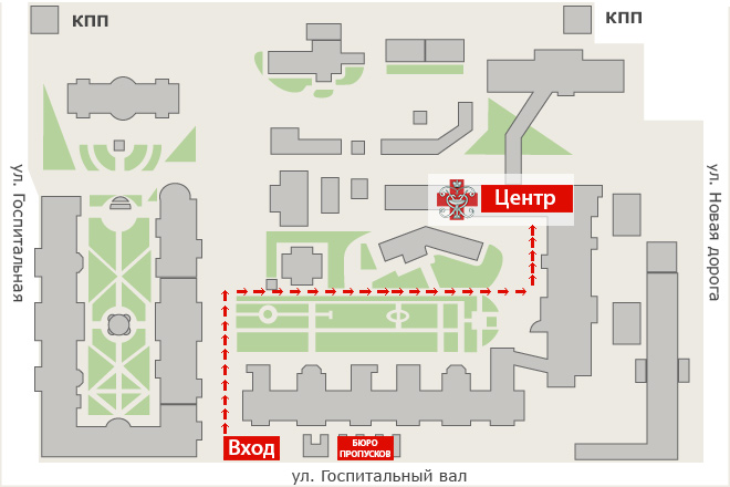 Схема прохода по территории госпиталя